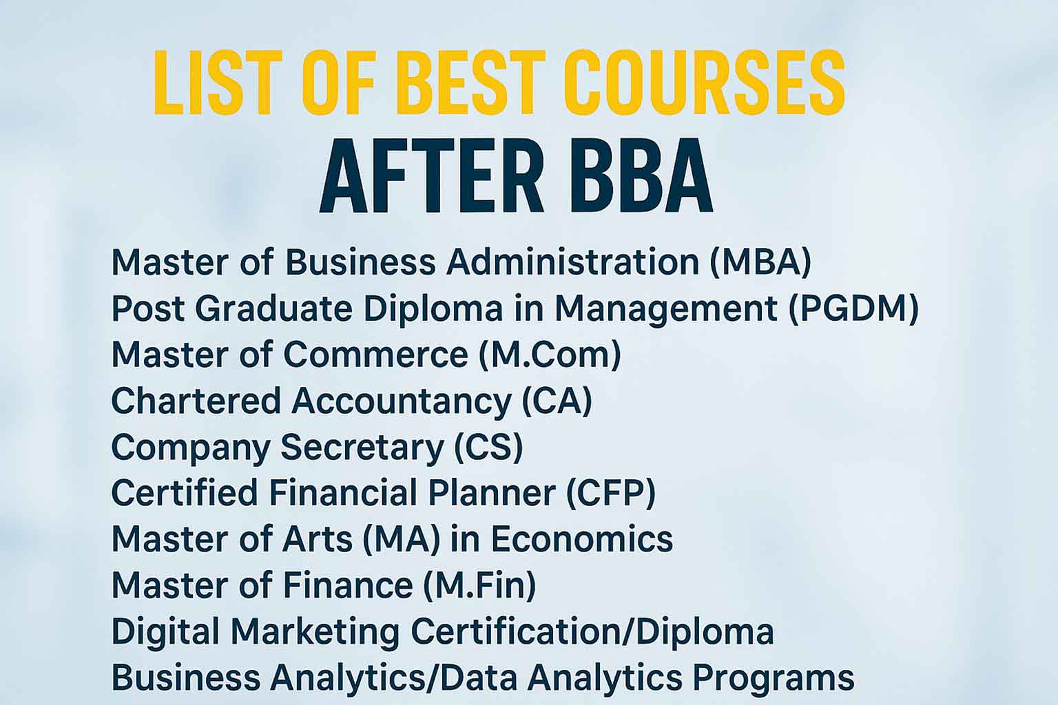 List of Best Courses After BBA