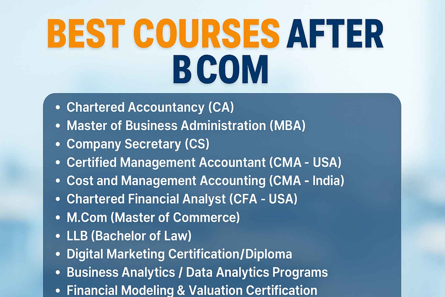List of best courses after BCom