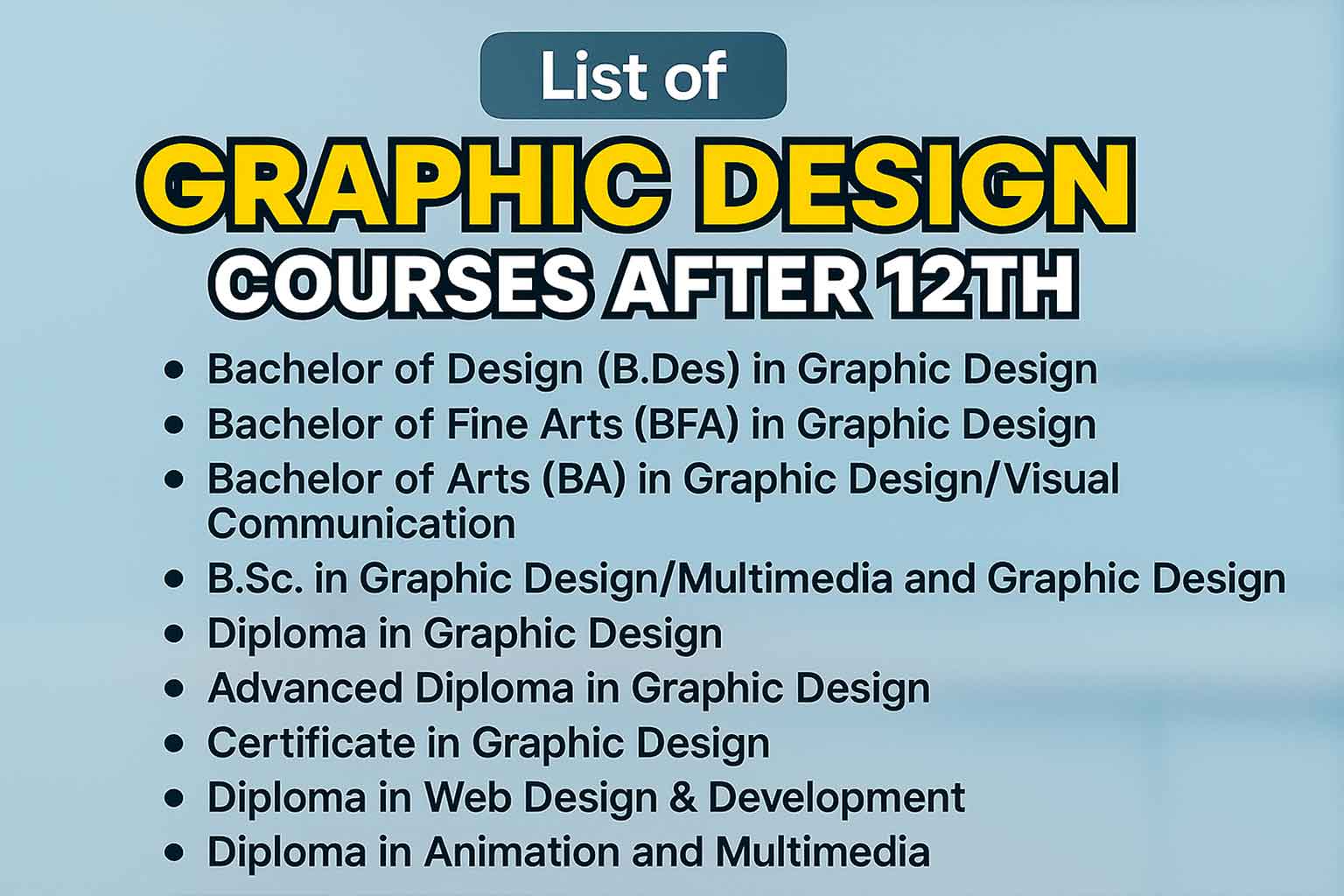 List of Best Graphic Design Courses After 12th