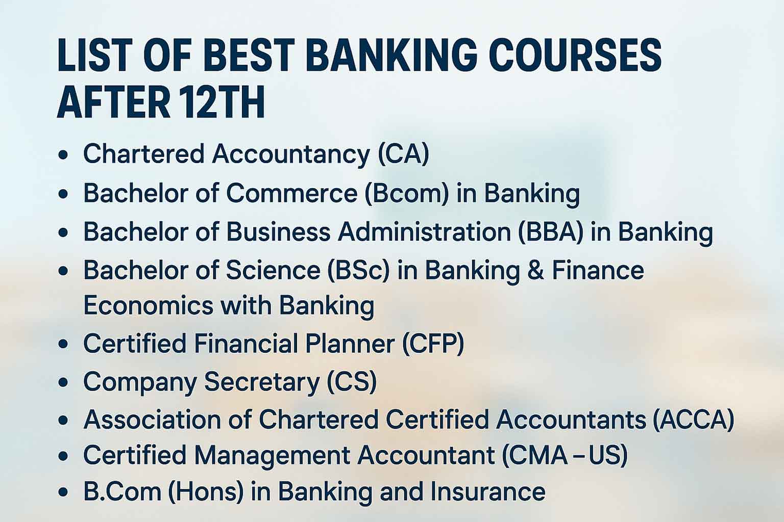 List of Best Banking Courses After 12th