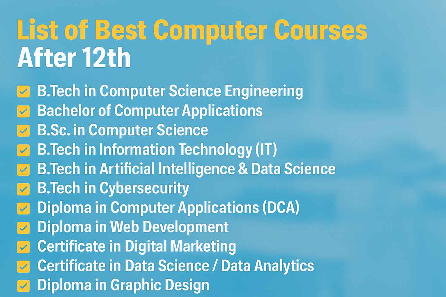 List of Best Computer Courses After 12th