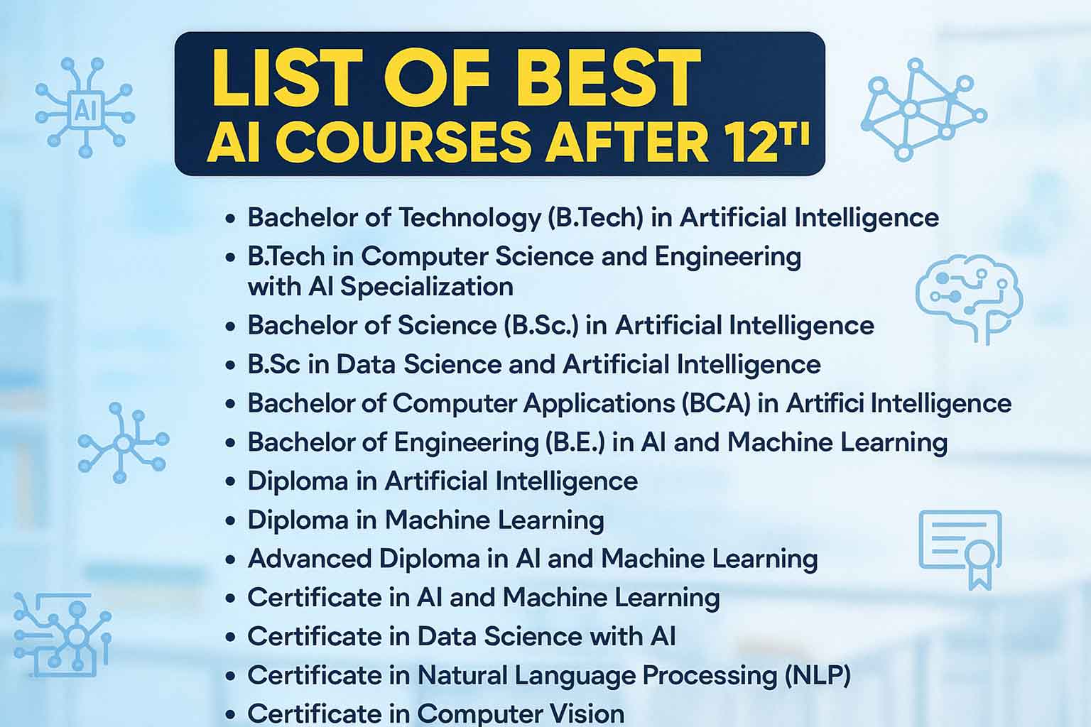 List of Best AI Courses After 12th