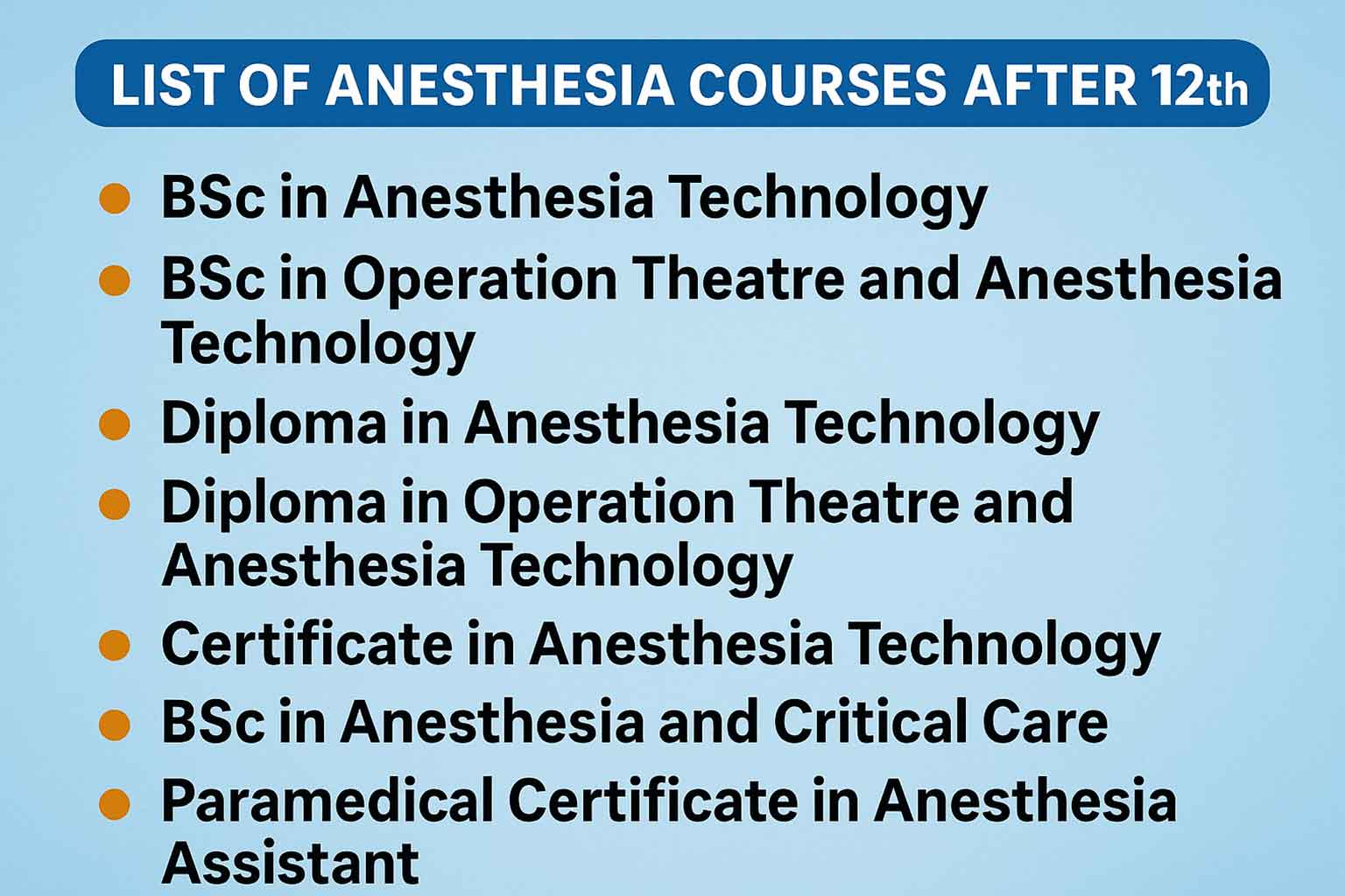 List of Best Anesthesia Courses After 12th