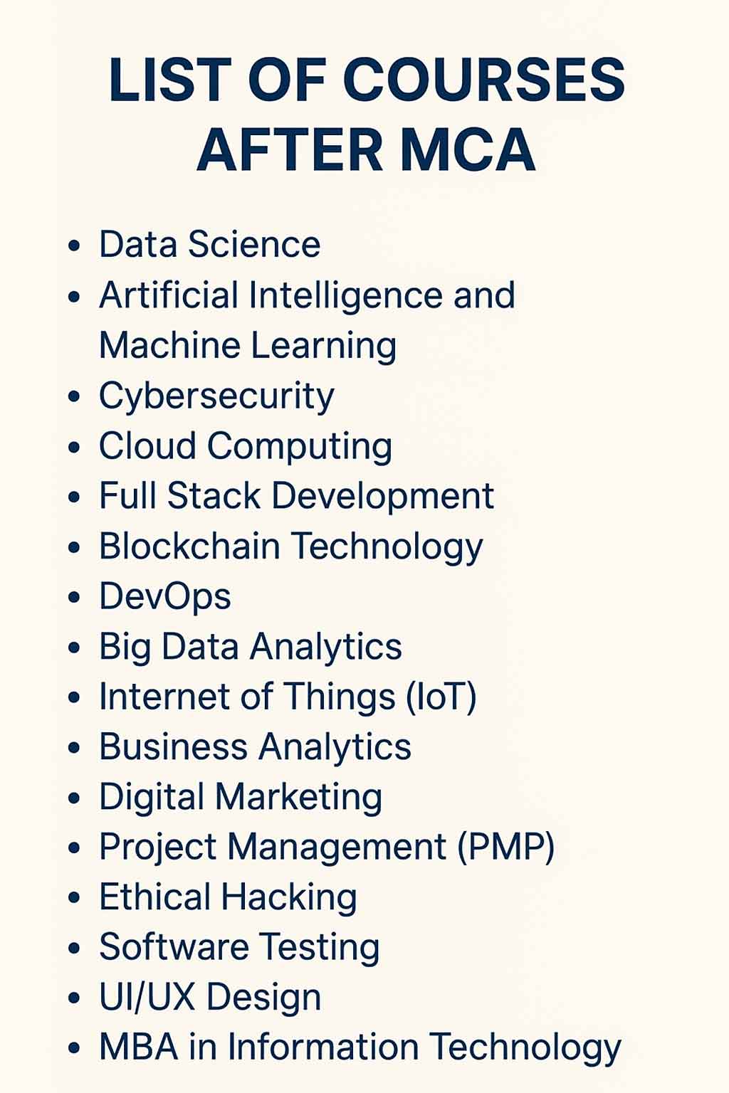 List of Best Courses After MCA