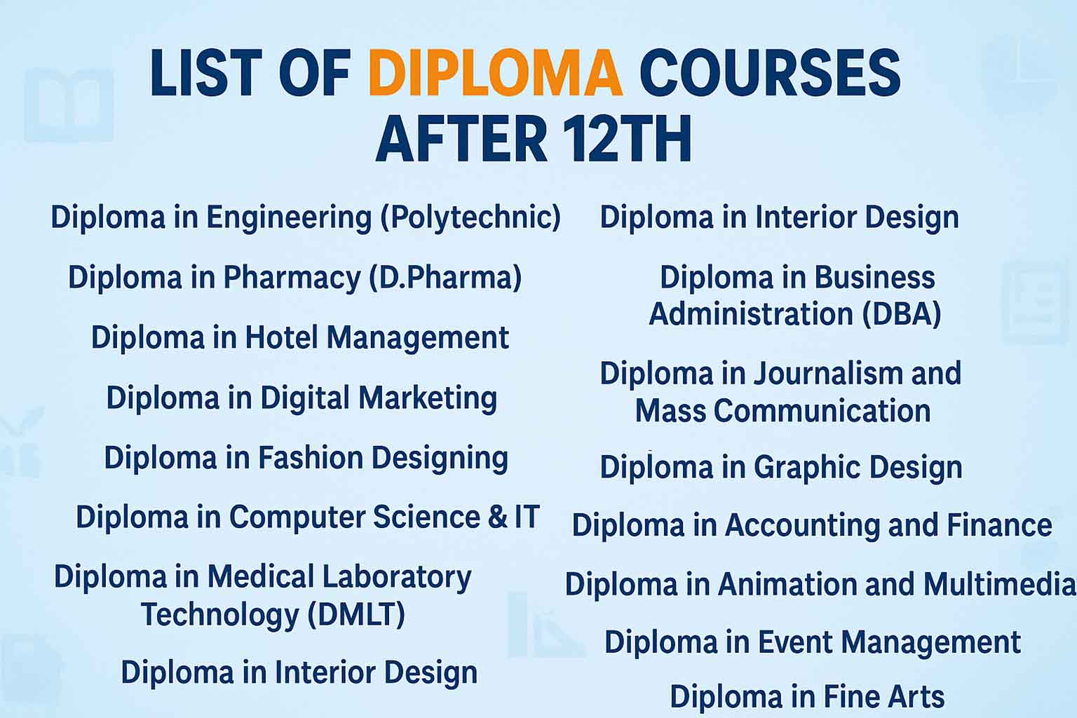 List of Best Diploma Courses After 12th