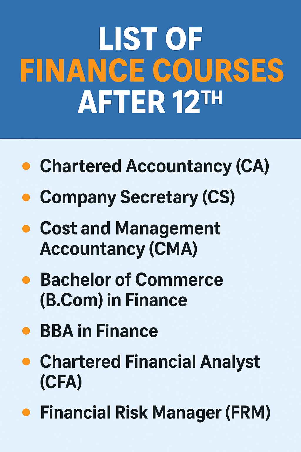 List of Best Finance Courses After 12th