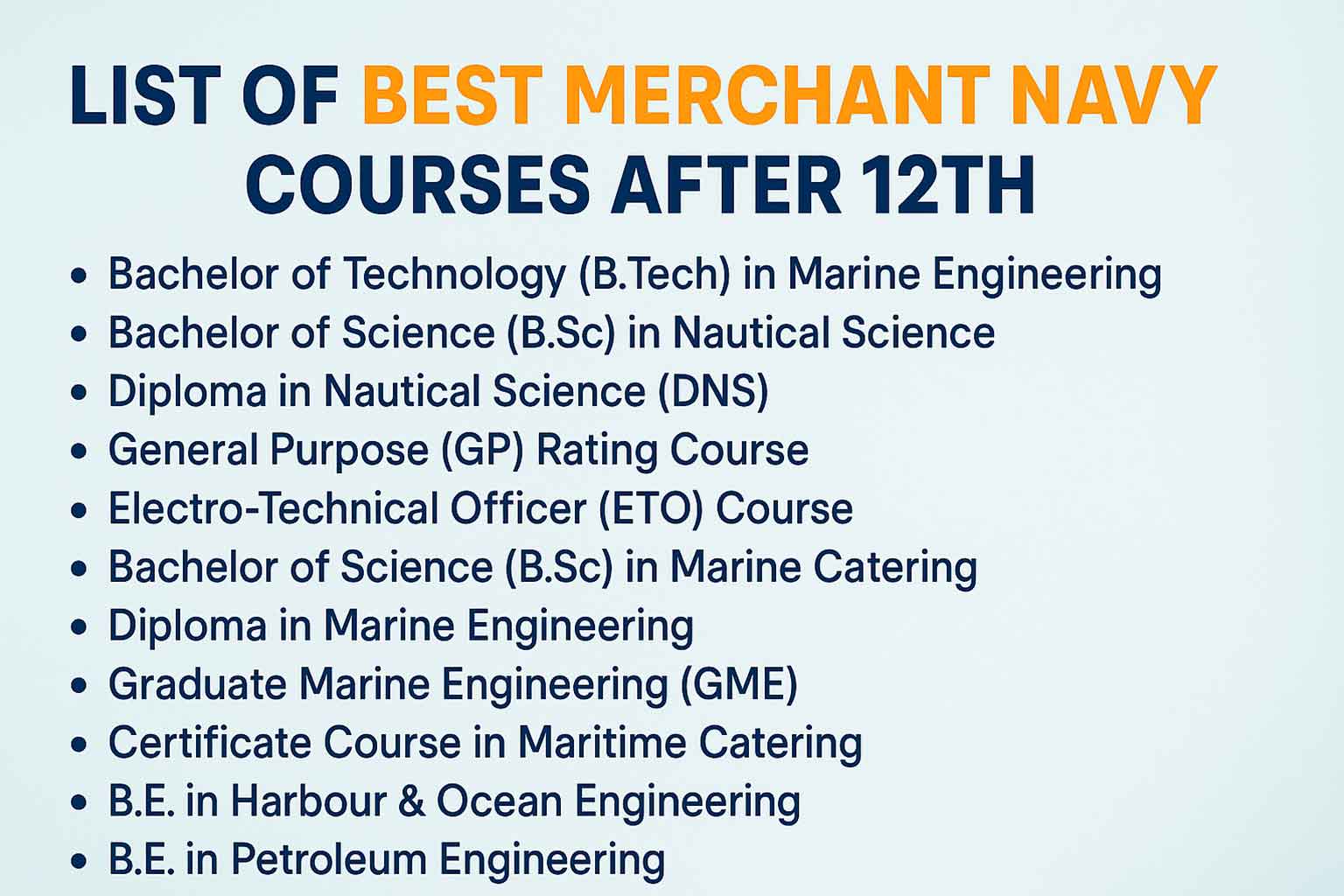 List of Best Merchant Navy Courses After 12th