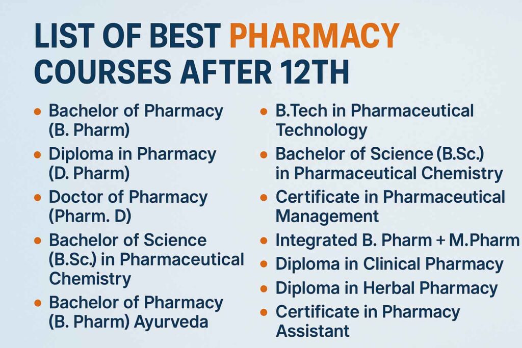 List of Best Pharmacy Courses After 12th