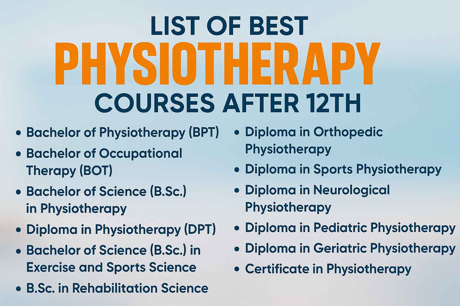 List of Best Physiotherapy Courses After 12th