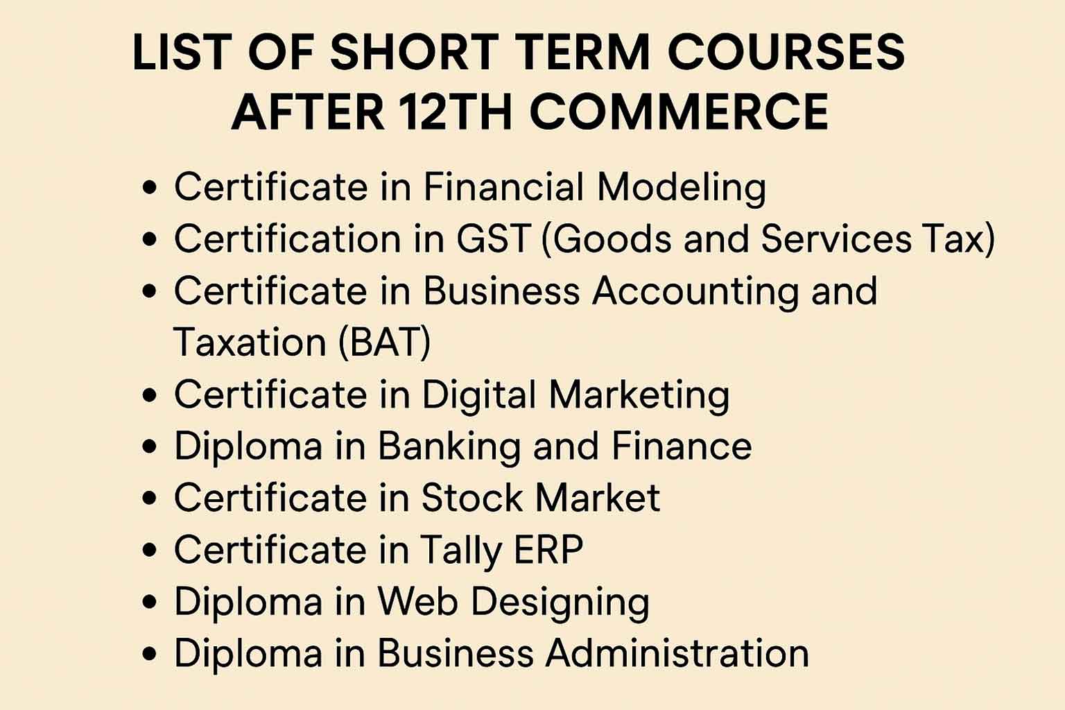 List of Best Short Term Courses After 12th Commerce