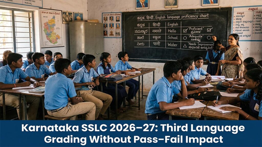 Karnataka-Scraps-Marks-for-Third-Language-in-SSLC-Exams-Shifts-to-Grading-Without-Pass–Fail-Impact