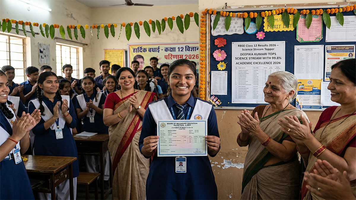 Rajasthan RBSE Class 12 Results 2026 Deepika Kumari Tops Science with 99.8%